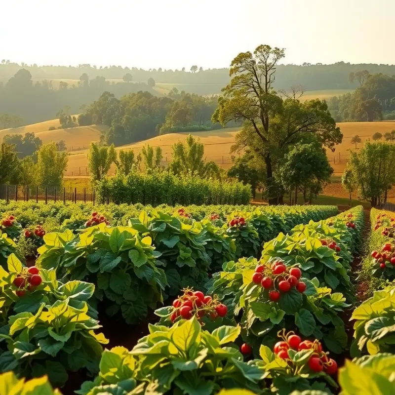 A sunlit view of lush herbs flourishing in a natural environment.