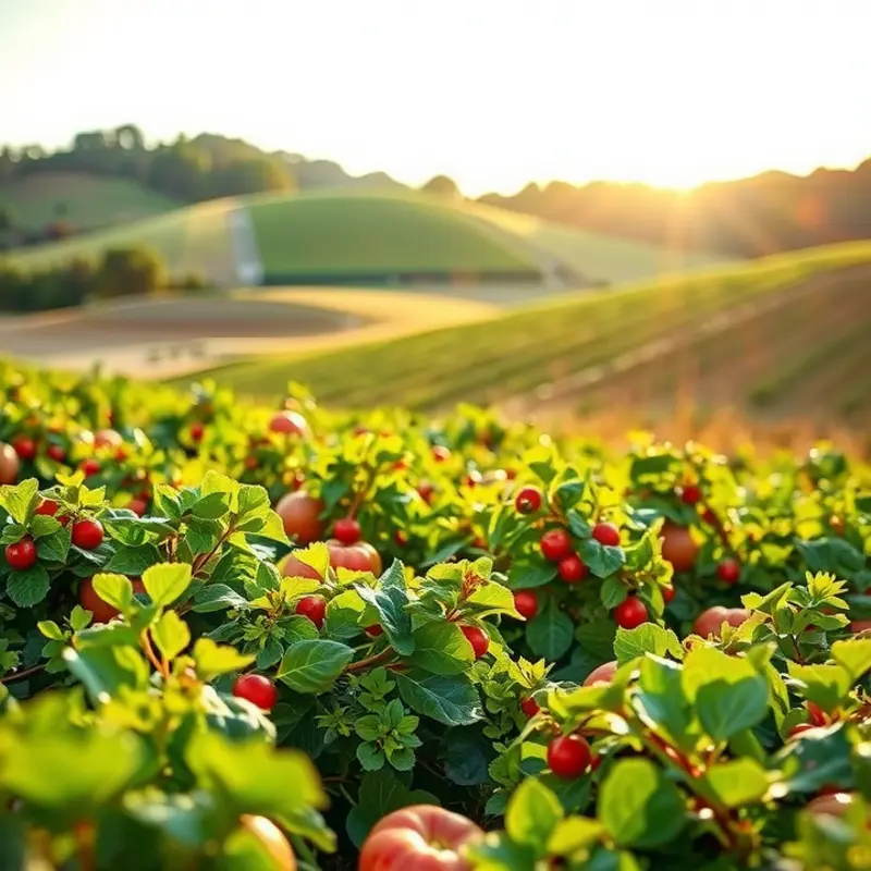 A sunlit field showcasing vibrant vegetables and fruits, representing the foundation for great soups.