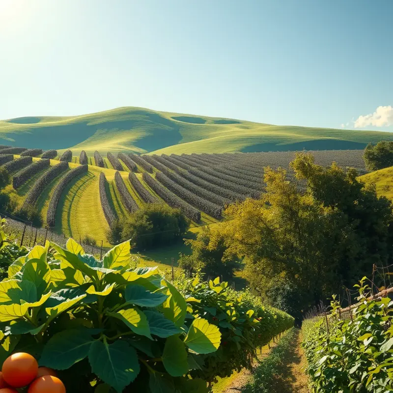 A lush, sunlit field showcasing the beauty of organic vegetables essential for healthy broth.
