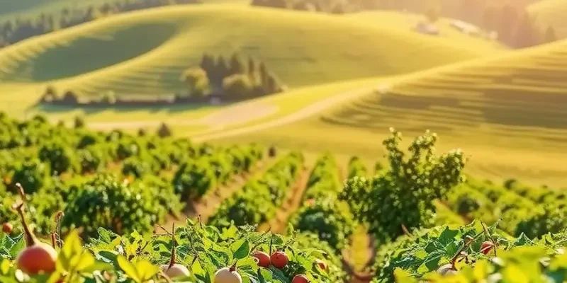 A scenic view of a field rich with fresh organic produce, symbolizing freshness in cooking.