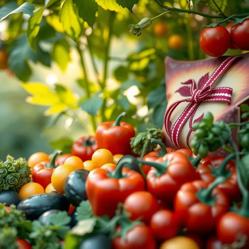 A scenic view showcasing a vibrant array of vegetables and fruits in their natural growth environment.