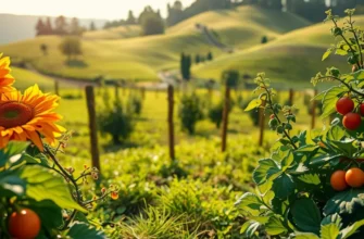A beautiful garden with a variety of fresh organic produce, emphasizing health and nutrition.