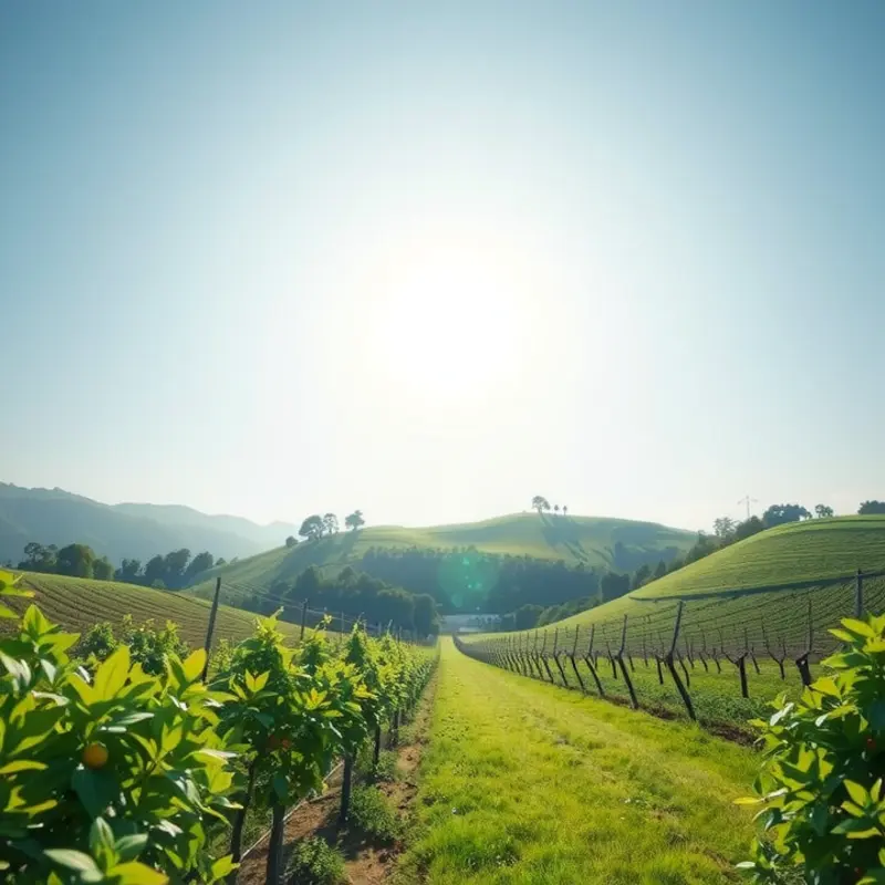 A vibrant orchard thriving with healthy fruits and vegetables.