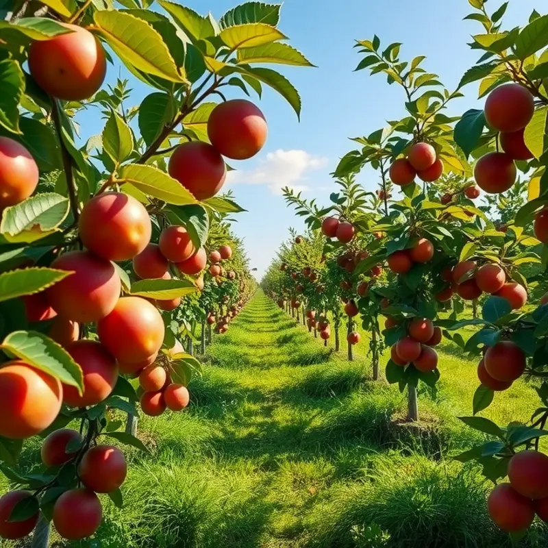 A vibrant orchard representing the natural source of fruit sugars.