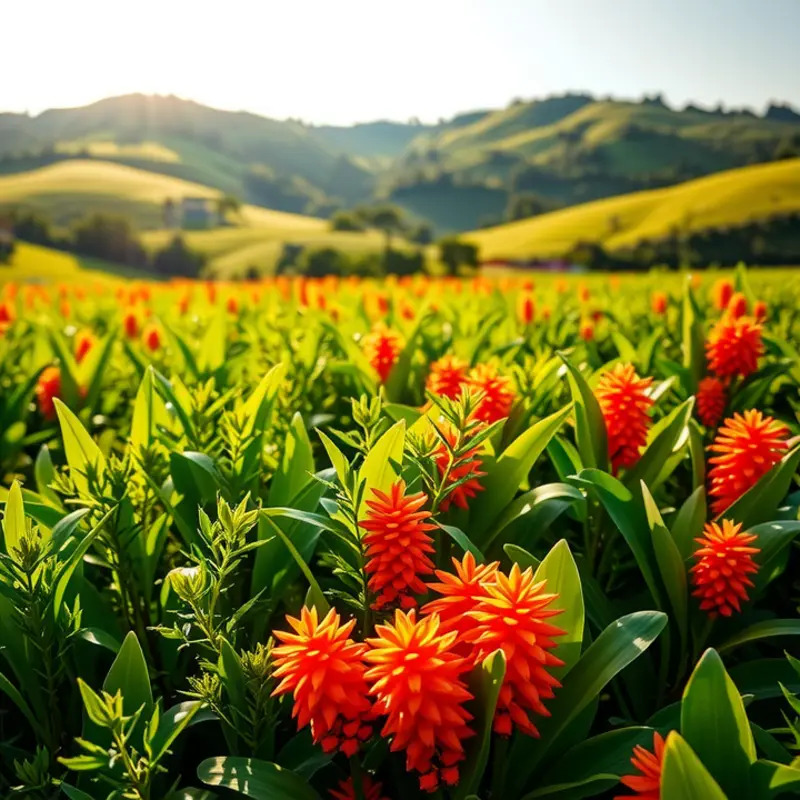 Vibrant ginger plants thriving in a natural setting.