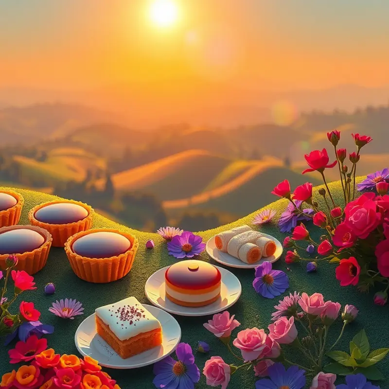 A vibrant field showcasing the key ingredients for Middle Eastern pastries.