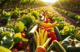 A lush field of organic vegetables reflecting the vibrant ingredients used in iconic global sauces.