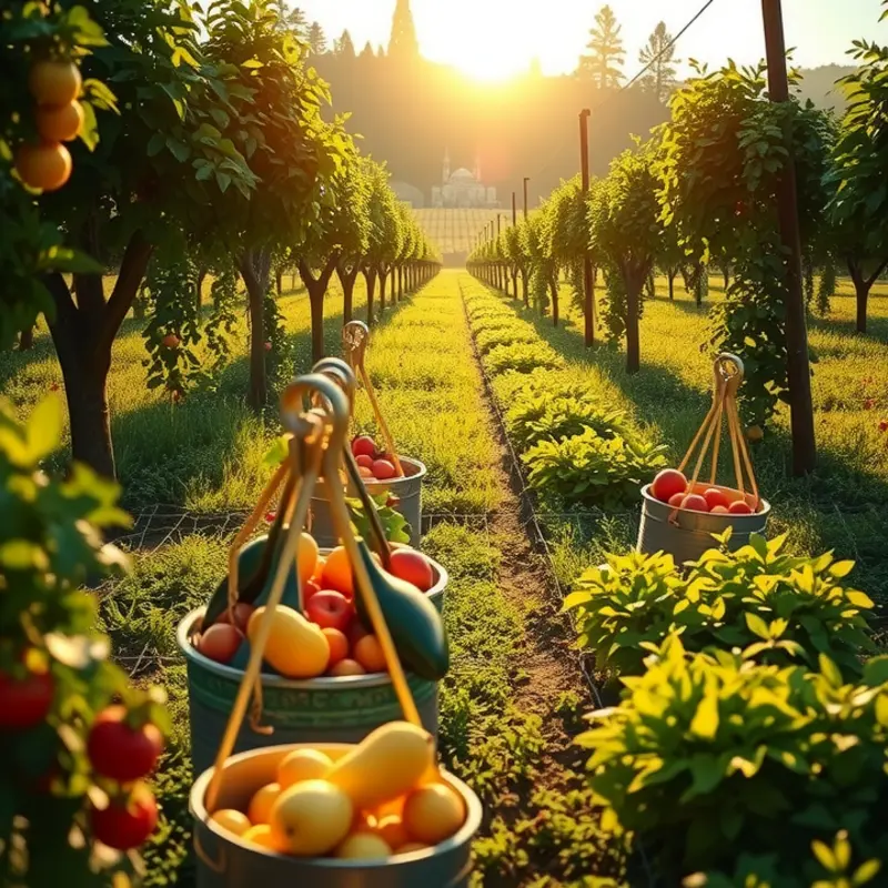 A field filled with thriving vegetables and fruits, perfect for inspiring gluten-free cooking.