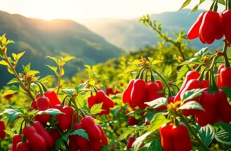 A sunlit field showcasing goji berries and organic vegetables growing naturally in a vibrant landscape.