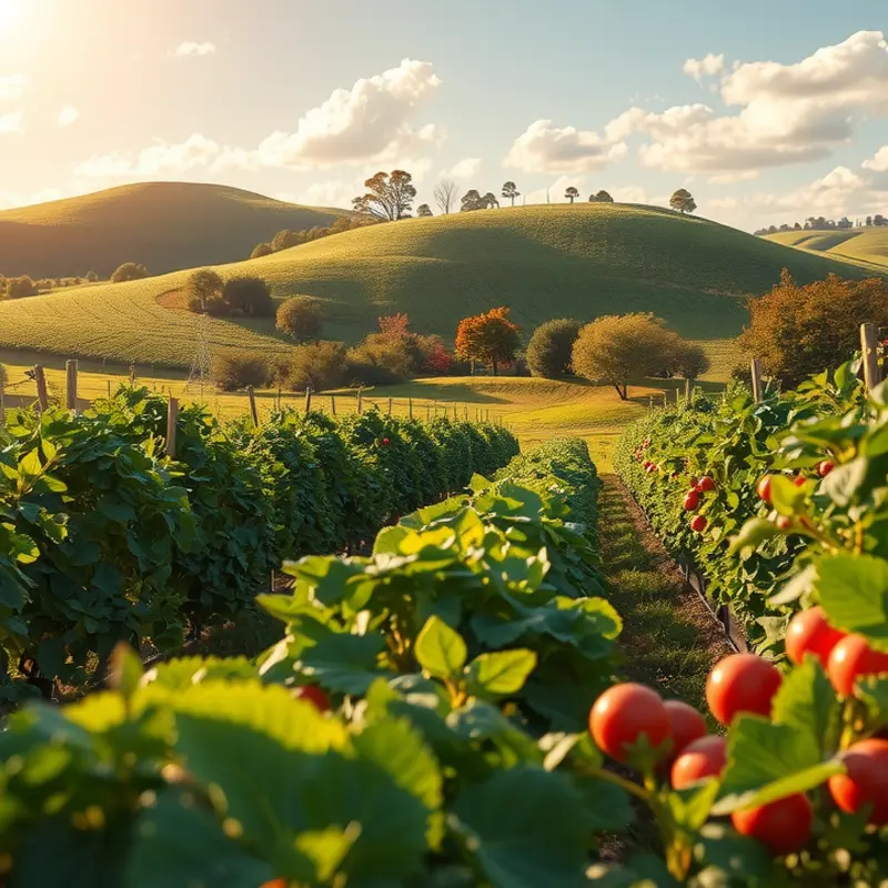 A serene landscape showcasing vibrant organic produce.
