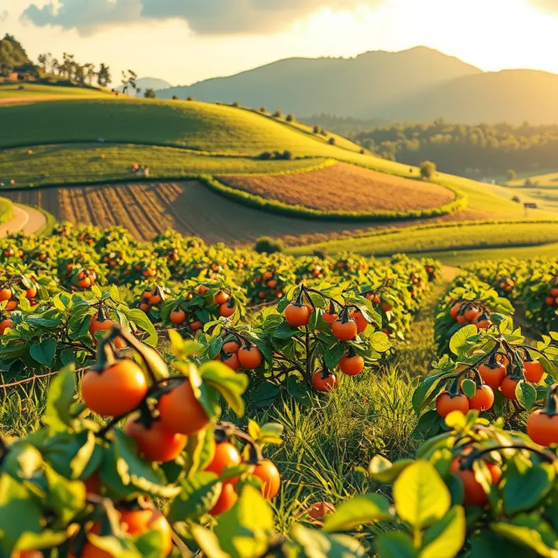 A vibrant field showcasing an abundance of seasonal vegetables and fruits.