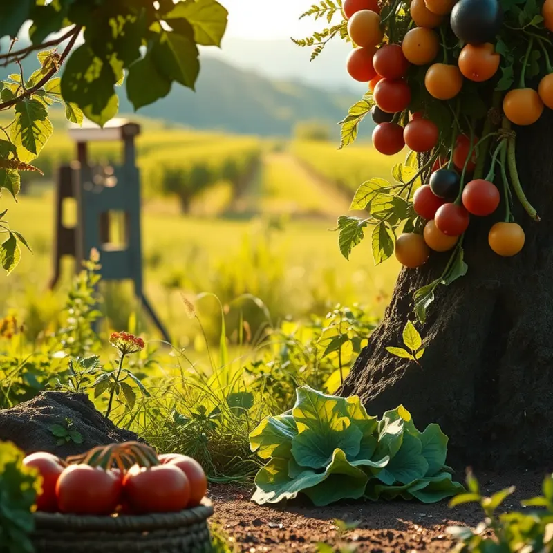 Vibrant green apples growing in a sunlit orchard.