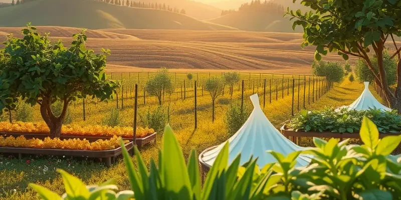 A bright sunlit field filled with vegetables and fruits, celebrating the essence of a healthy diet.