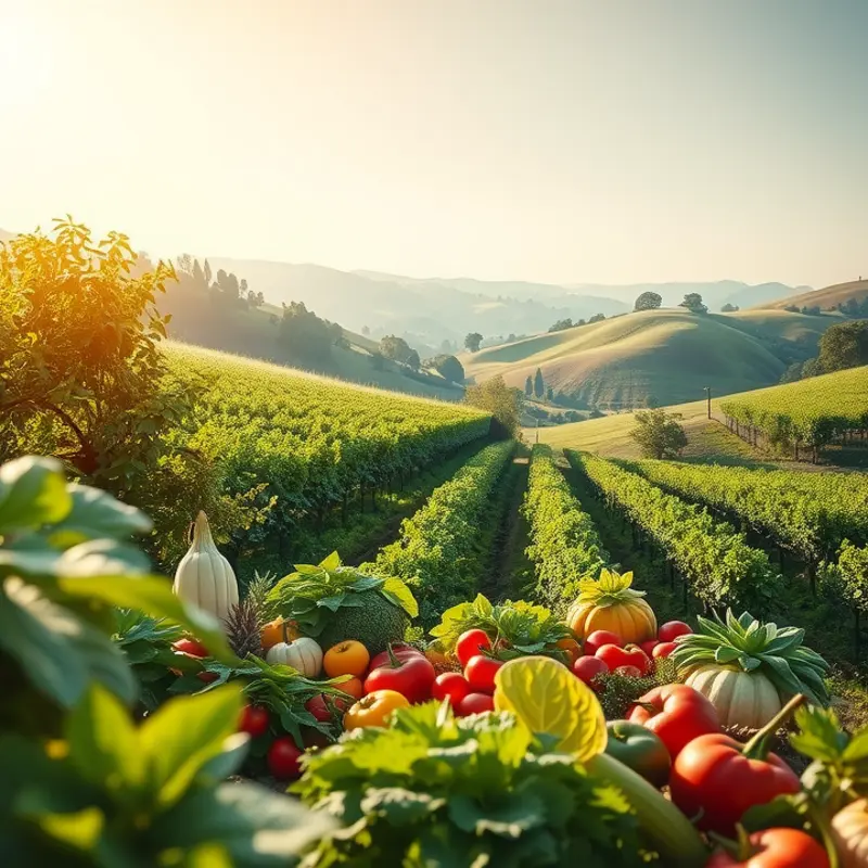 Lush, vibrant produce symbolizing essential nutrients for healthy aging.