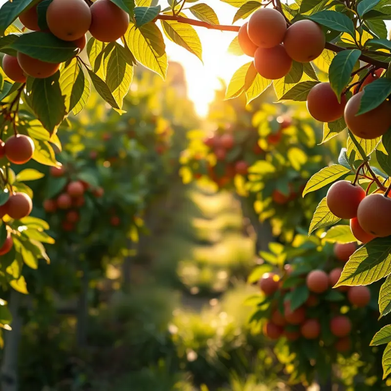 A sunlit field abundant in vibrant vegetables and fruits, representing natural ingredients.