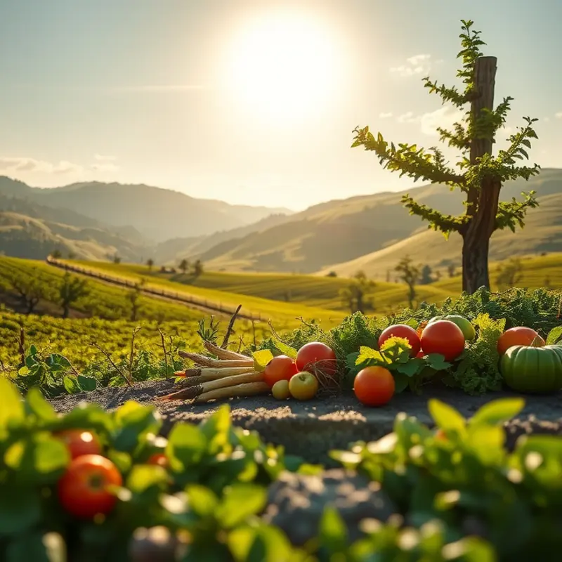 A natural landscape showcasing a cornucopia of healthy produce.