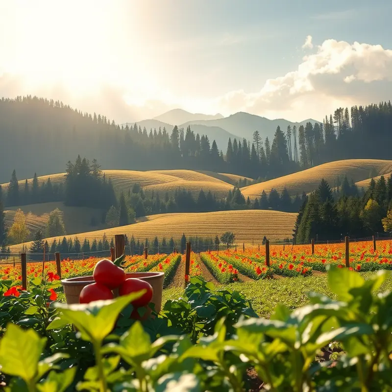 Vibrant produce thriving in a sunlit field, representing healthy nutrition.