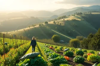 A picturesque orchard filled with healthy fruits and vegetables in a natural setting.
