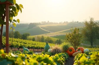 A serene landscape representing healthy nutrition with vibrant fruits and vegetables in a natural setting.