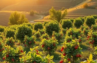 A picturesque view of a sunlit field filled with colorful fruits and vegetables, illustrating the essence of healthy eating.