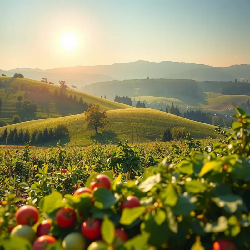 A scenic landscape illustrating the harmony of nature and healthy nutrition.