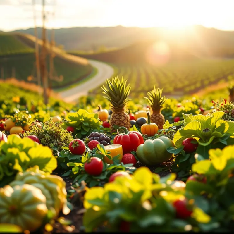 A serene landscape showcasing the abundance of nature and healthy nutrition.