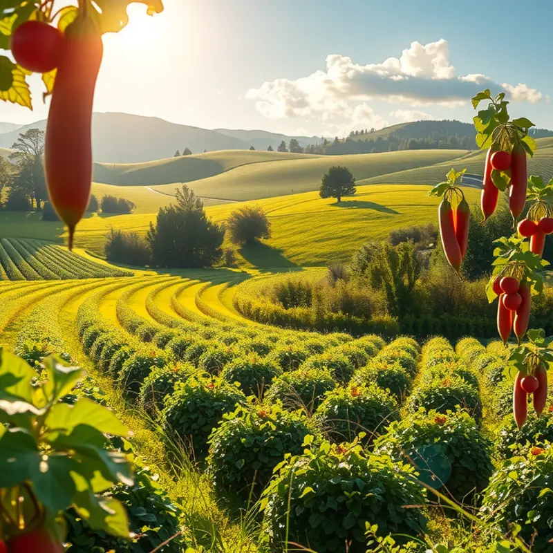 A sunlit field representing the bounty of organic produce and nutrition.