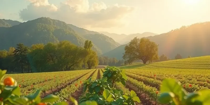 An expansive orchard filled with fresh produce showcasing healthy cooking ingredients.