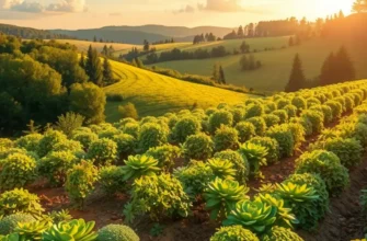 A sunlit field full of diverse organic produce.