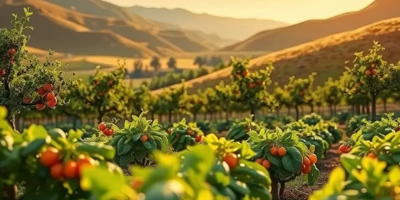 A serene orchard landscape illustrating healthy nutrition and organic produce.