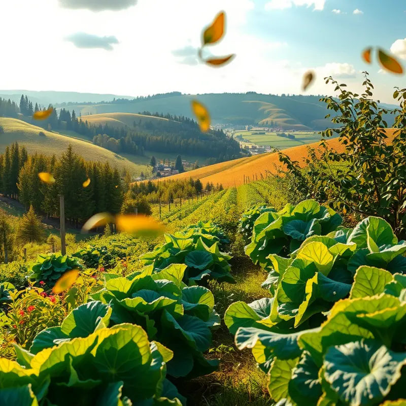 A serene landscape showcasing the abundance of healthy, nutritious food.