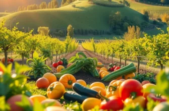 A beautiful natural landscape featuring an abundance of fresh produce.