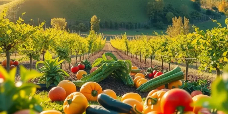 A beautiful natural landscape featuring an abundance of fresh produce.