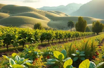 A vibrant landscape showcasing healthy, organic vegetables and fruits.