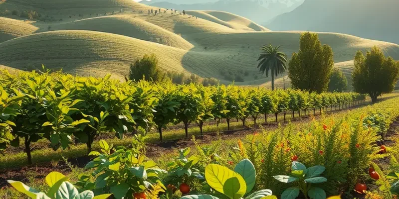 A vibrant landscape showcasing healthy, organic vegetables and fruits.