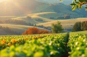 A beautiful landscape showcasing nature's abundance of healthy nutrition through vibrant crops.