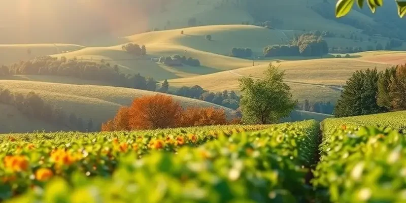 A beautiful landscape showcasing nature's abundance of healthy nutrition through vibrant crops.