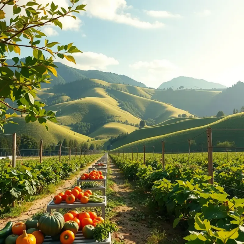 A serene landscape showcasing healthy produce in nature.