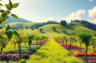 A beautiful landscape blending nature's abundance with elements of healthy nutrition.