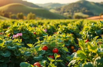 A vibrant landscape depicting an orchard rich in fruits and vegetables, symbolizing healthy nutrition.