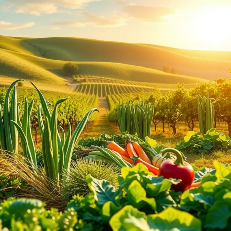 A sunlit field showcasing vibrant, healthy produce.