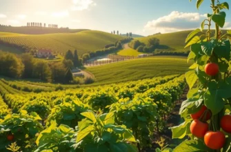 A stunning natural landscape filled with vibrant fruits and vegetables illustrating organic health.