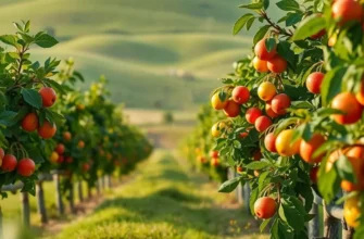 A lush landscape showcasing an array of organic fruits and vegetables growing in a sunlit environment, symbolizing healthy nutrition.