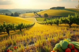A bright, natural field filled with healthy fruits and vegetables.