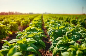 A landscape showing a variety of culinary herbs growing in a vibrant garden under sunlight.