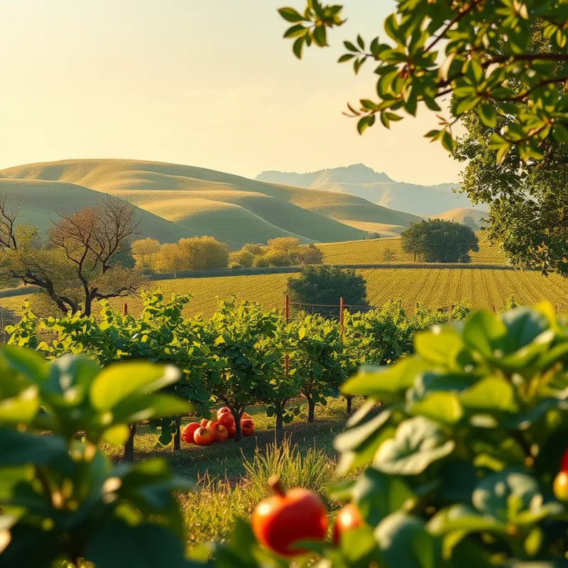 A sunlit field showcasing a vibrant herb garden.
