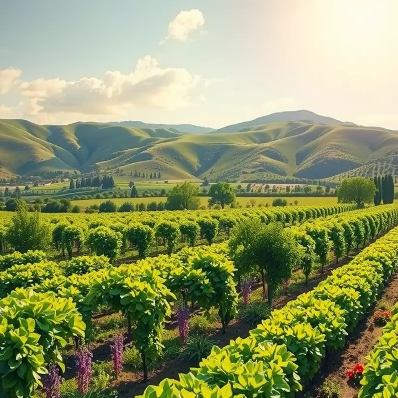 Lush organic field teeming with vibrant produce.