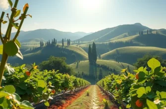 A vibrant and lush landscape depicting a rich variety of organic produce associated with high-protein diets.
