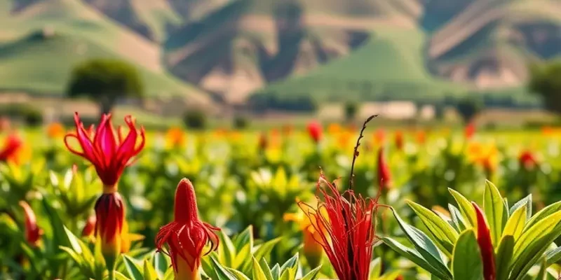 A vibrant scene of an organic farm with diverse produce, showcasing the link between agriculture and culinary history.
