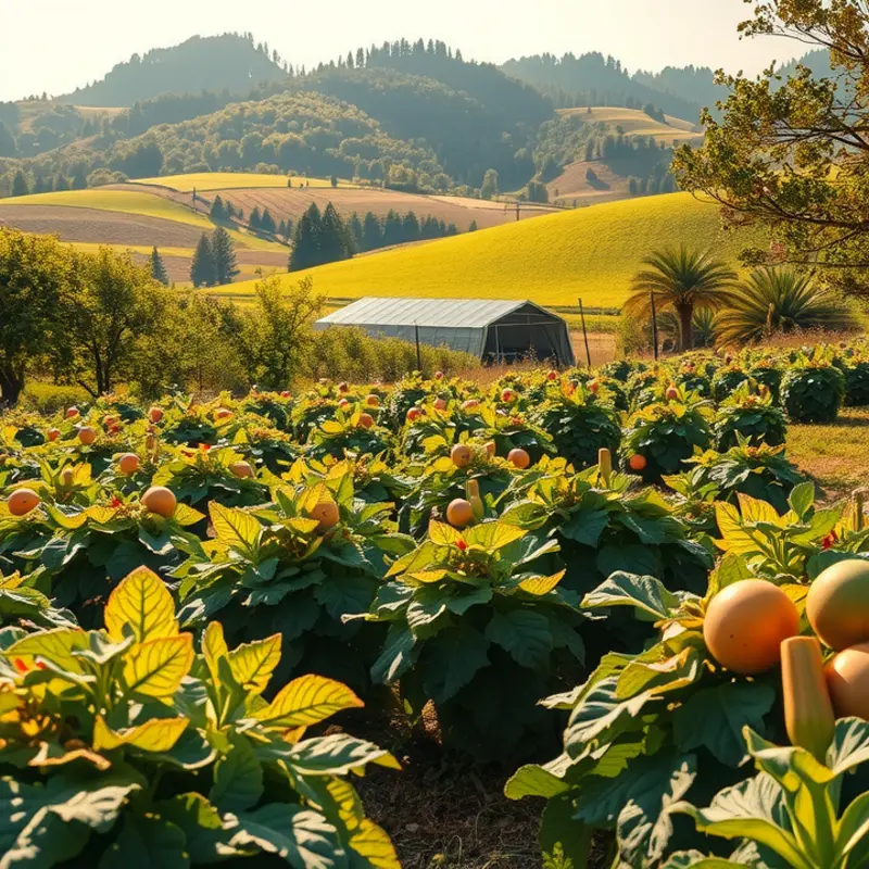 A sunlit field ripe with organic produce, symbolizing the essence of healthy hydration.